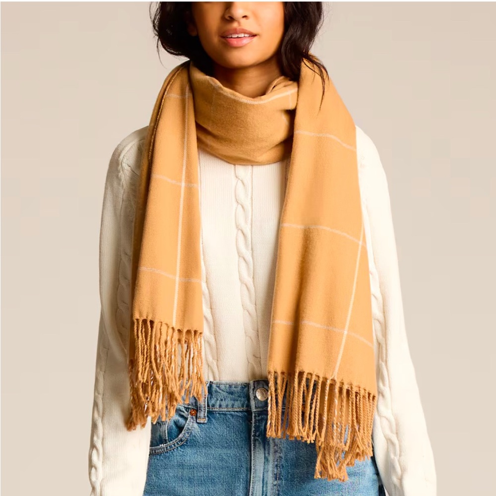 Love & Lore Tan Windowpane Scarf